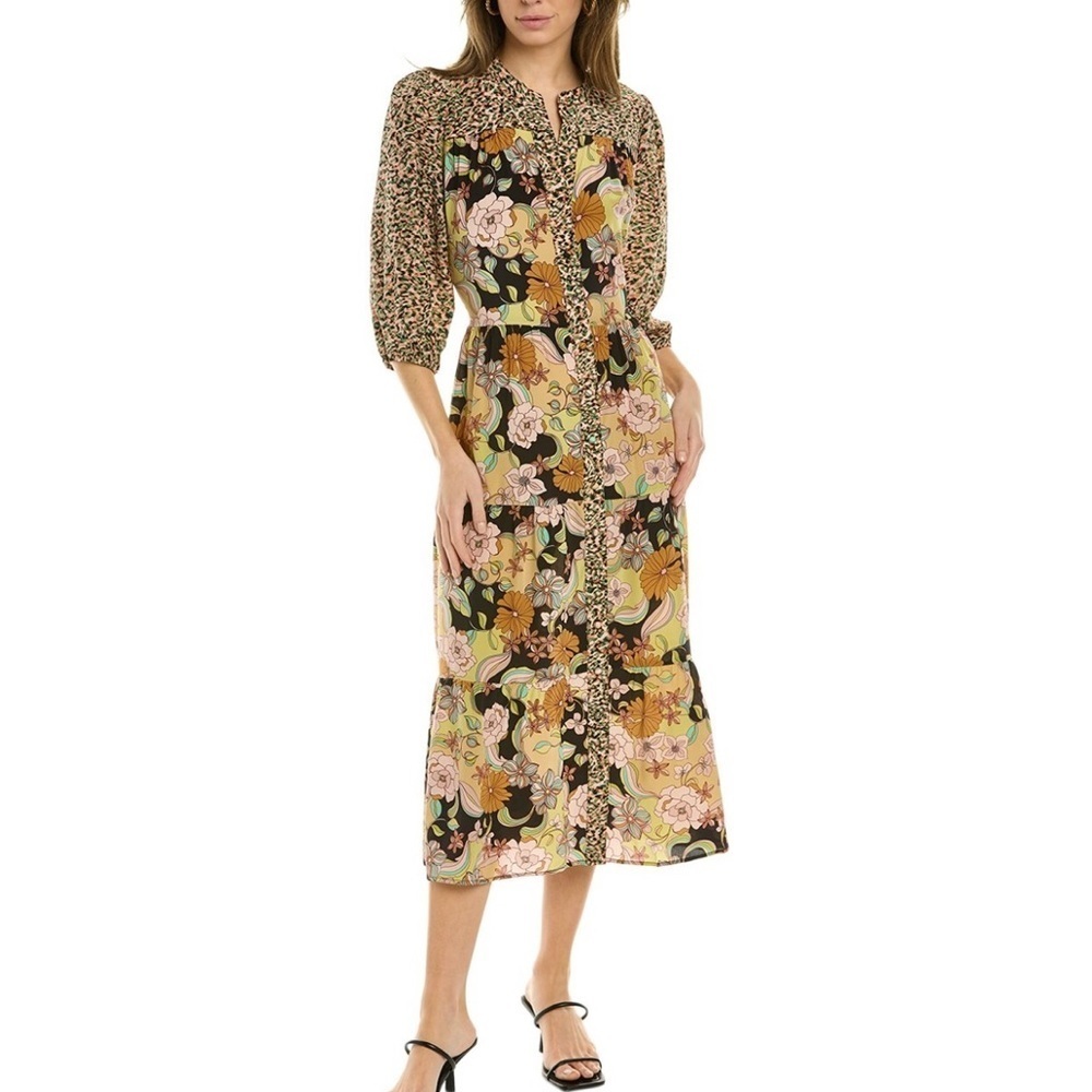 Johnny Was Tate tiered midi dress NWT